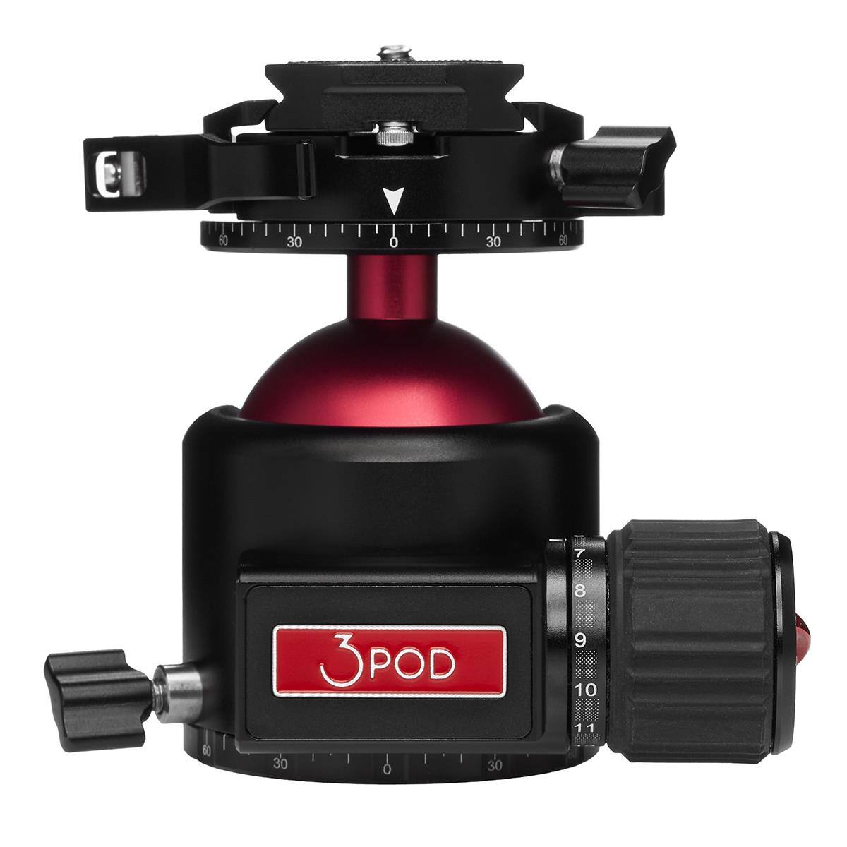 Front. 3Pod - 3Pod Everest Series H4 Ball Head, Arca Swiss Quick Release Plate, 360 Degree Rotating Tripod Ball Head Mount, Head.