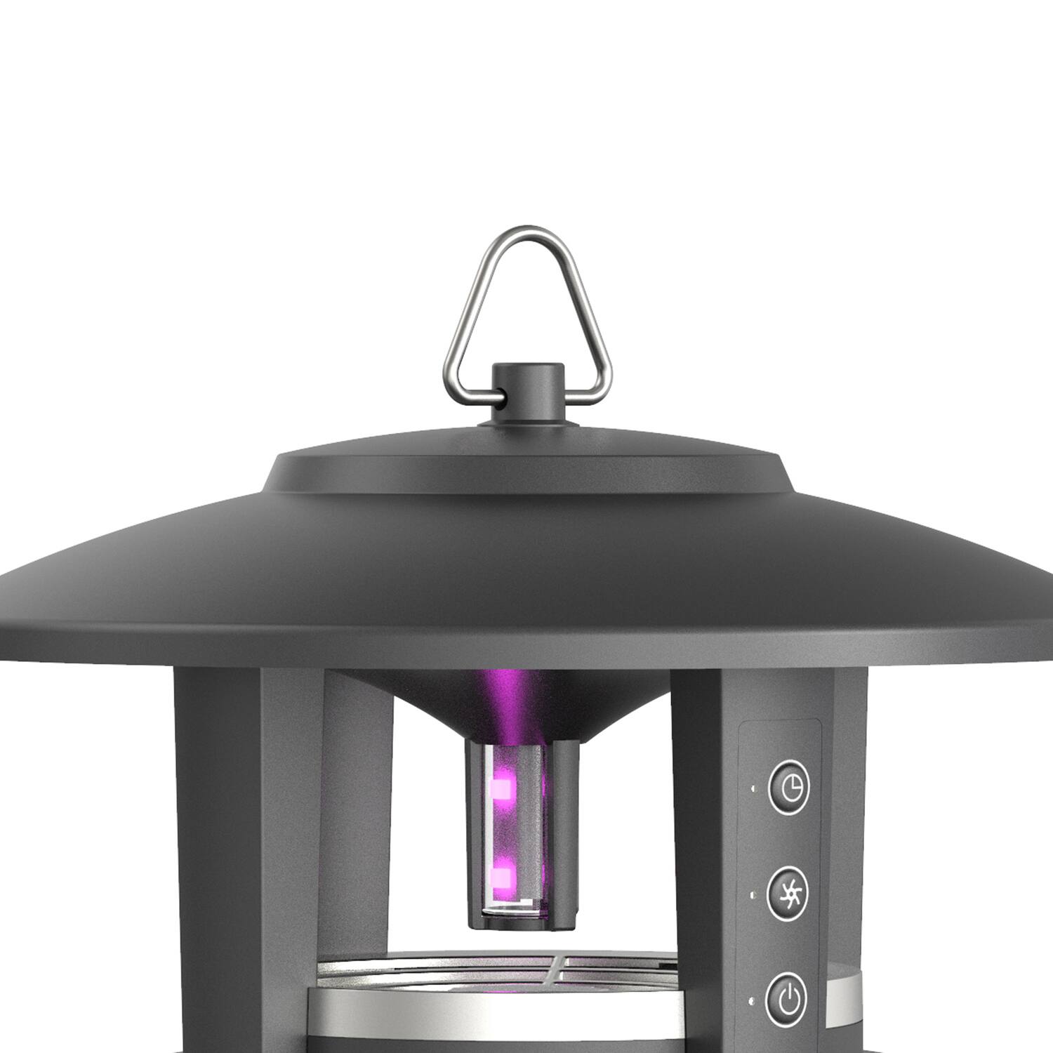 Left. Brookstone - Plug-in UV Light Lantern Flying Insect Suction Trap - Black.