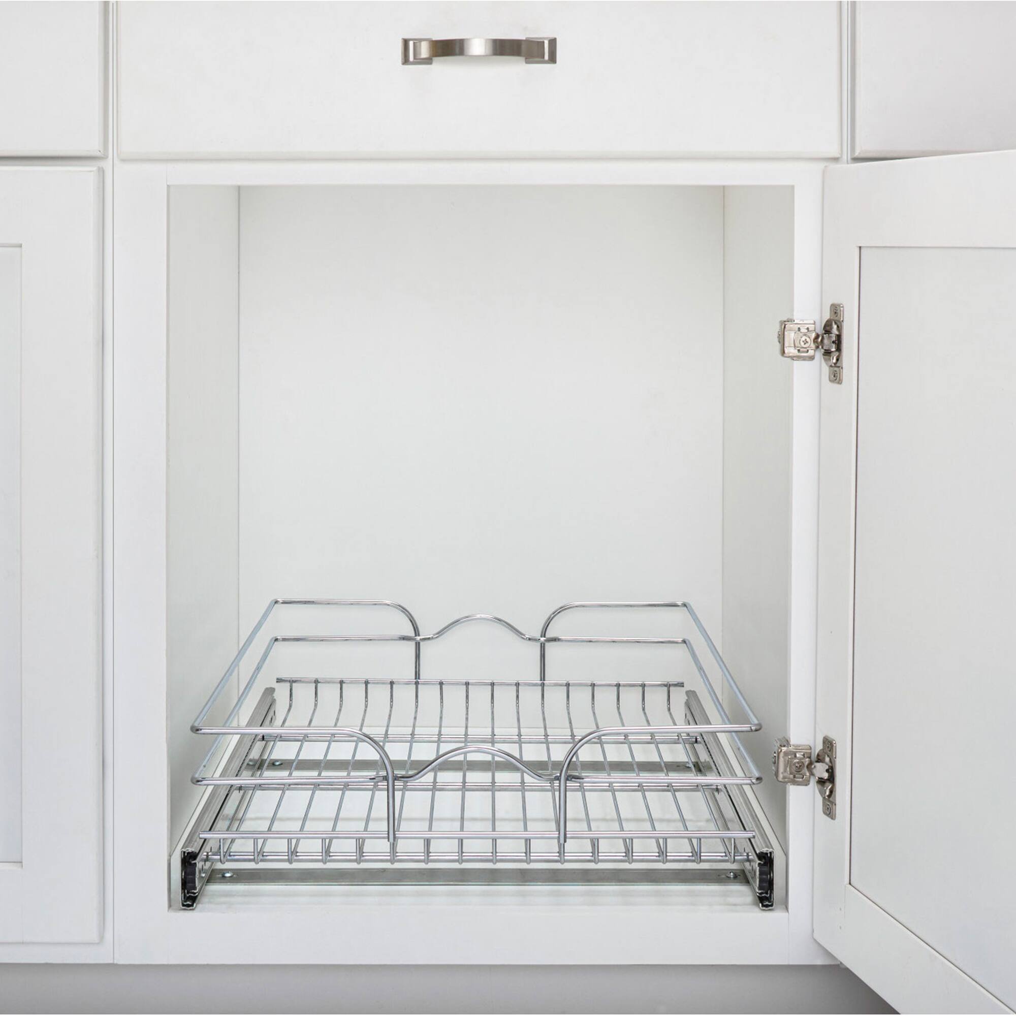 Alt View 5. Rev-A-Shelf - Rev-A-Shelf Pullout Single Basket Cabinet Organizer, 15 x 22, 5WB1-1522CR-1 - Silver.
