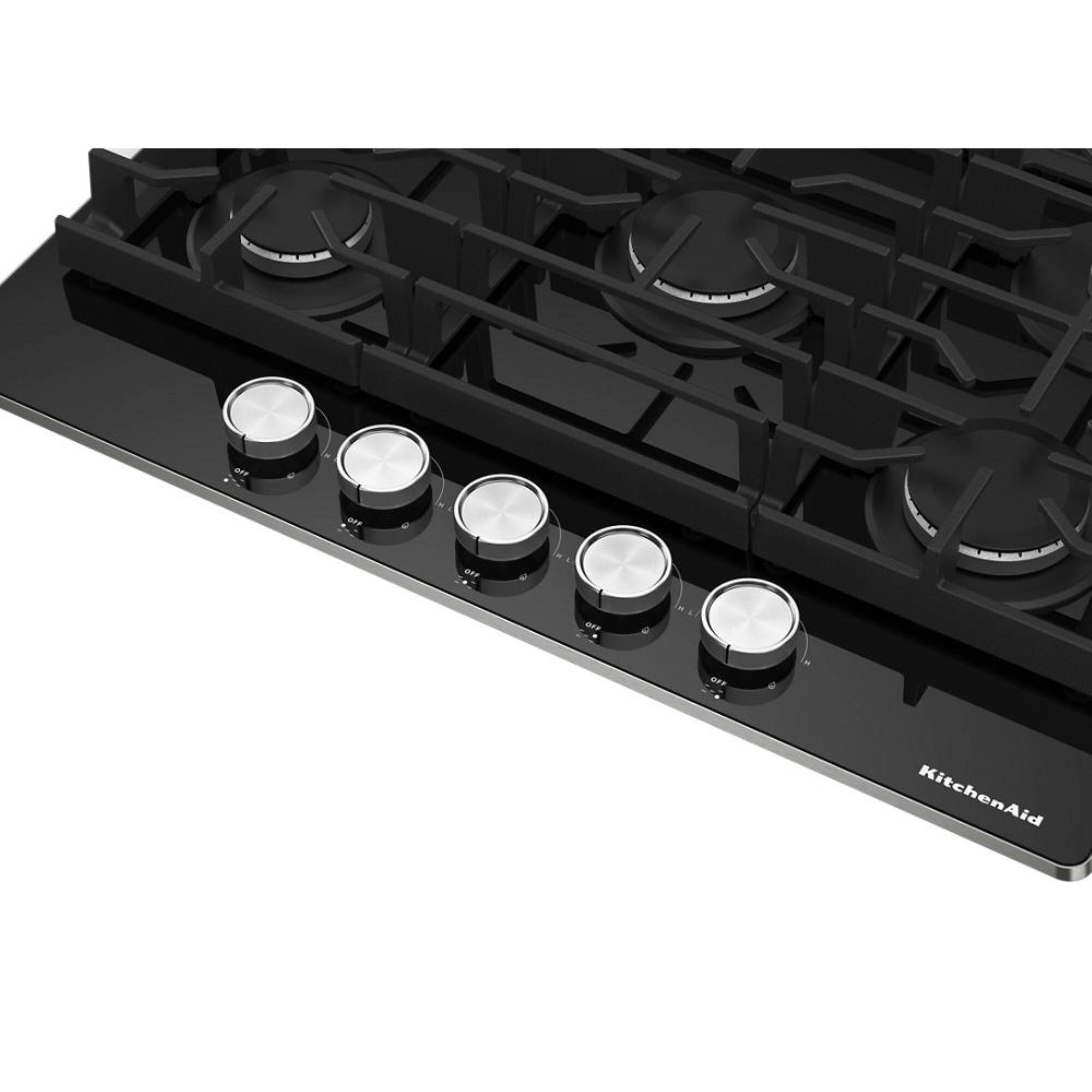 Alt View 1. KitchenAid - 36" Built-In Gas Cooktop with 18K BTU Burner - Black.