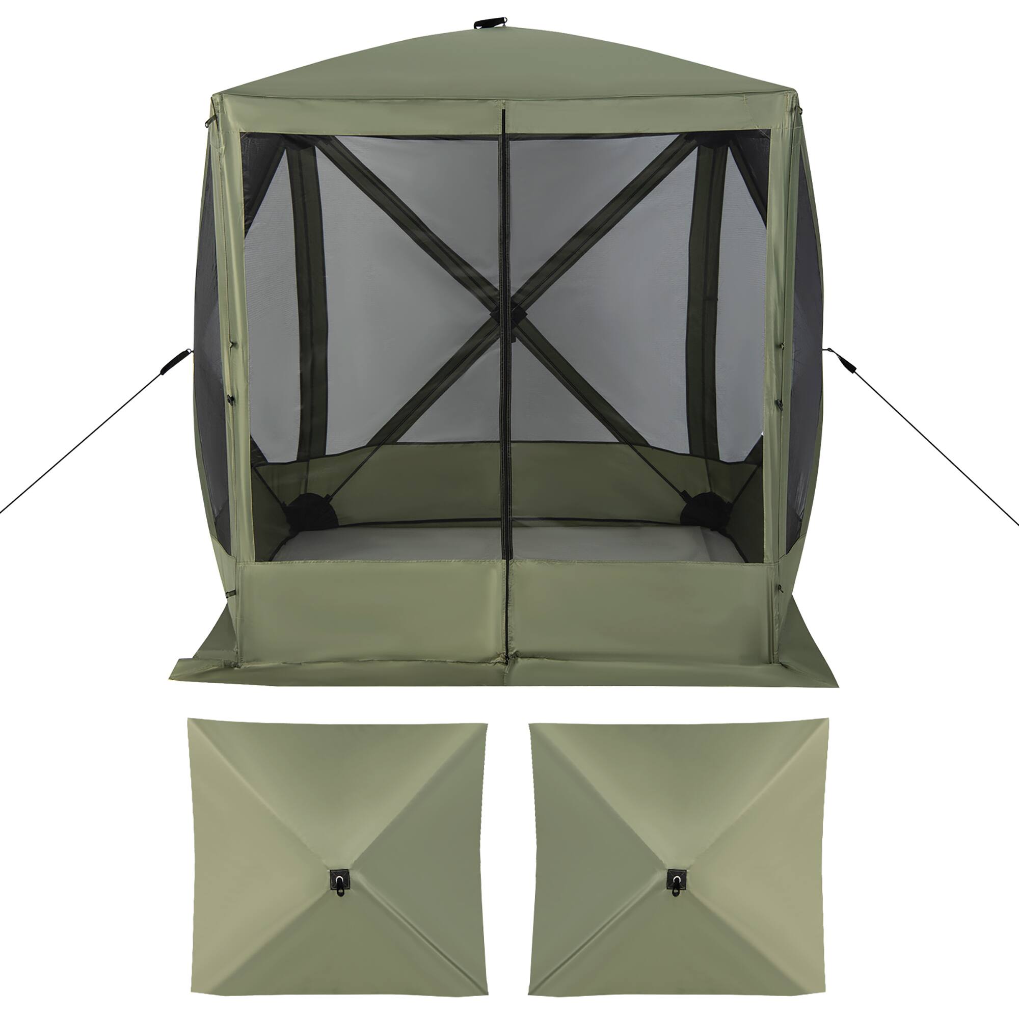 Alt View 18. Costway - 6.7 FT x 6.7 FT 4-Panel Pop up Camping Gazebo Quick-Set with 2 Sunshade Cloths Green - Green.