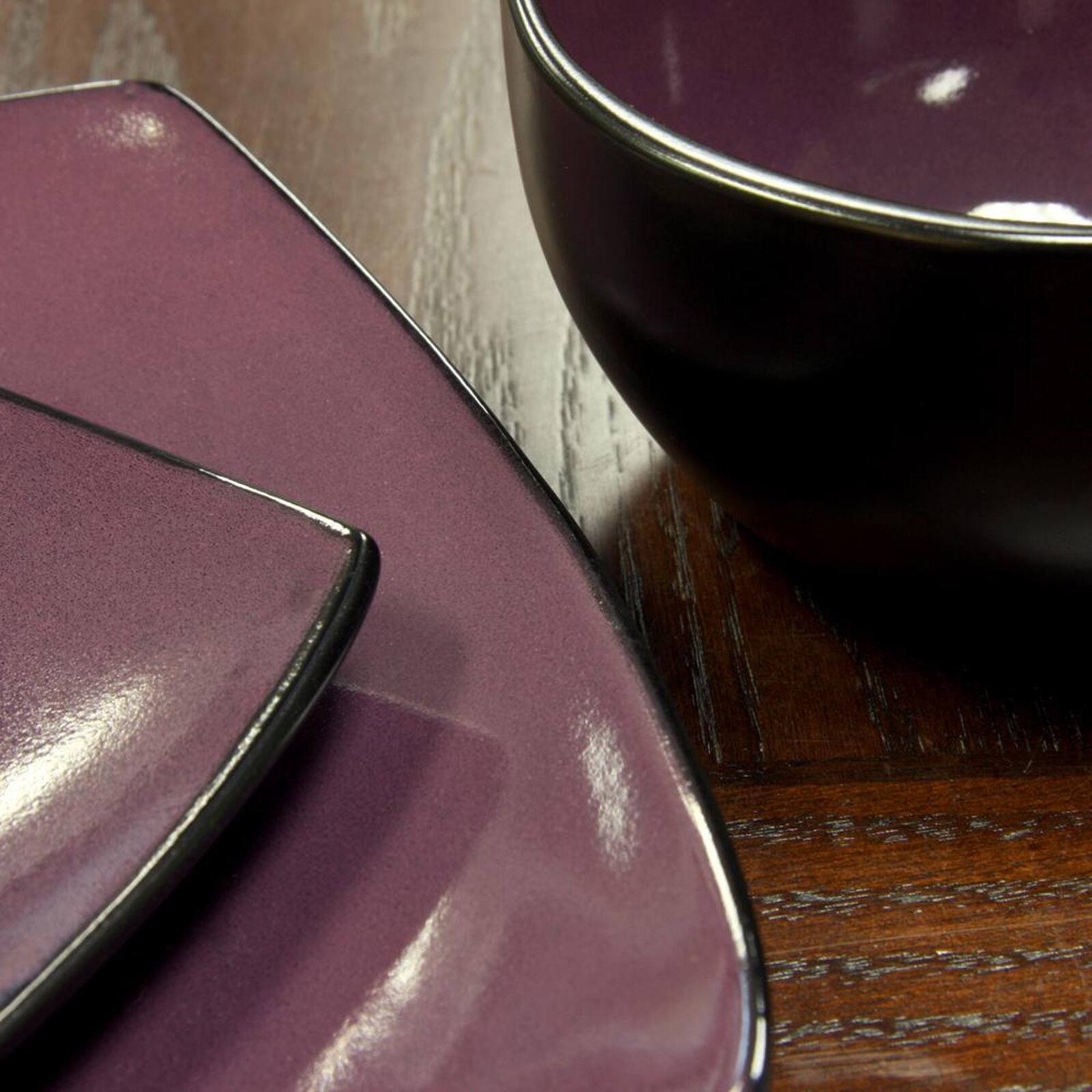 Alt View 2. Gibson - Gibson Soho Lounge Square 16 piece dinnerware set Purple - Purple.
