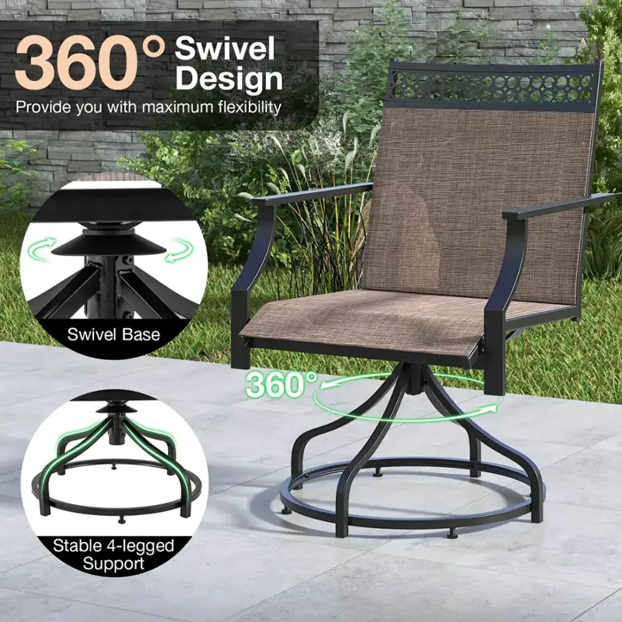 Swivel 360 Design provides maximum flexibility, while the Swivel Base offers a stable 4-legged support.