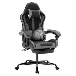 Anysun - Height Adjustable Ergonomic Design Gaming Chair with Footrest & Lumbar Support, 360° Swivel Seat & Headrest - Black+ Gray