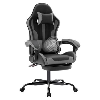 Front. Anysun - Height Adjustable Ergonomic Design Gaming Chair with Footrest & Lumbar Support, 360° Swivel Seat & Headrest - Black+ Gray.