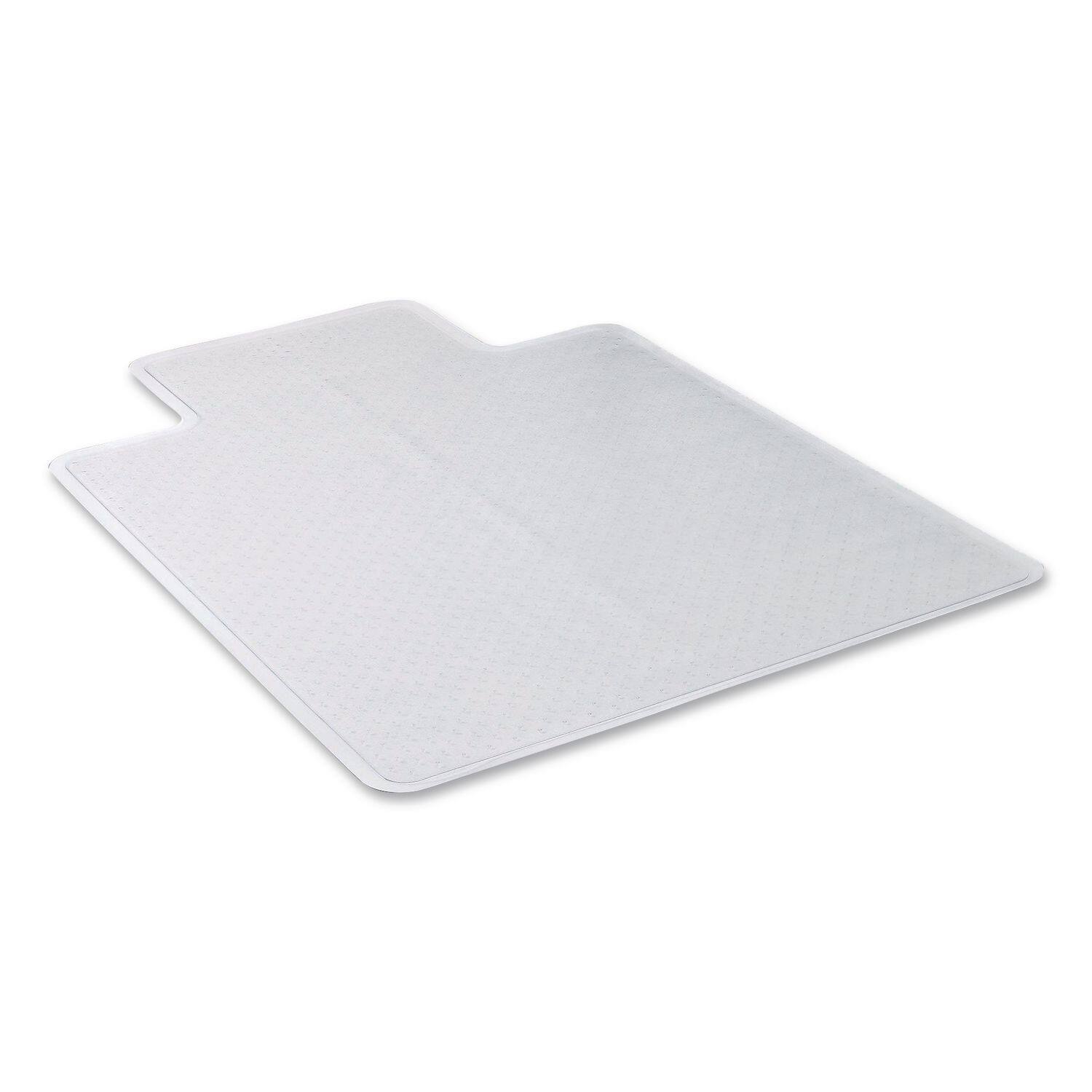 Angle. Alera - Studded Chair Mat for Flat Pile Carpeted Floors, Rectangular with Lip, Straight Edges, 36" x 48", Clear - Clear.