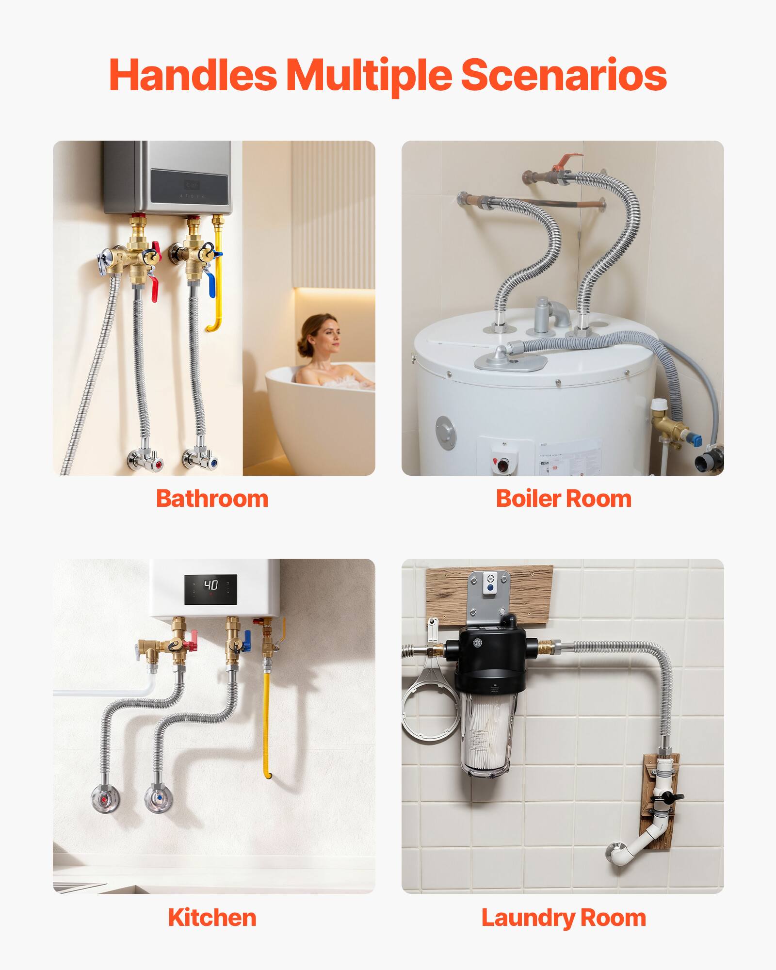 Handles Multiple Scenarios

Bathroom

Boiler Room

Kitchen

Laundry Room