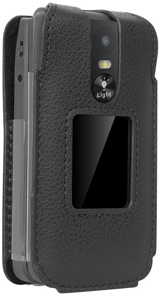 Alt View 3. Nakedcellphone - Case for Jitterbug Flip 3 Phone - Vegan Leather with Belt Clip - Black.
