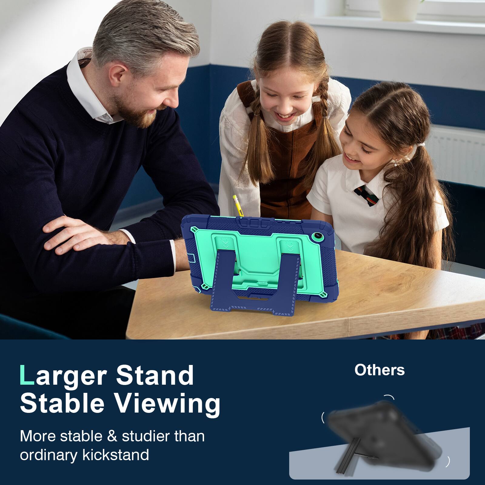 Larger Stand Stable Viewing  
More stable & sturdier than ordinary kickstand