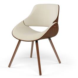 Simpli Home - Malden Mid Century Modern Bentwood Dining Chair with Wood Back Faux Leather - Cream