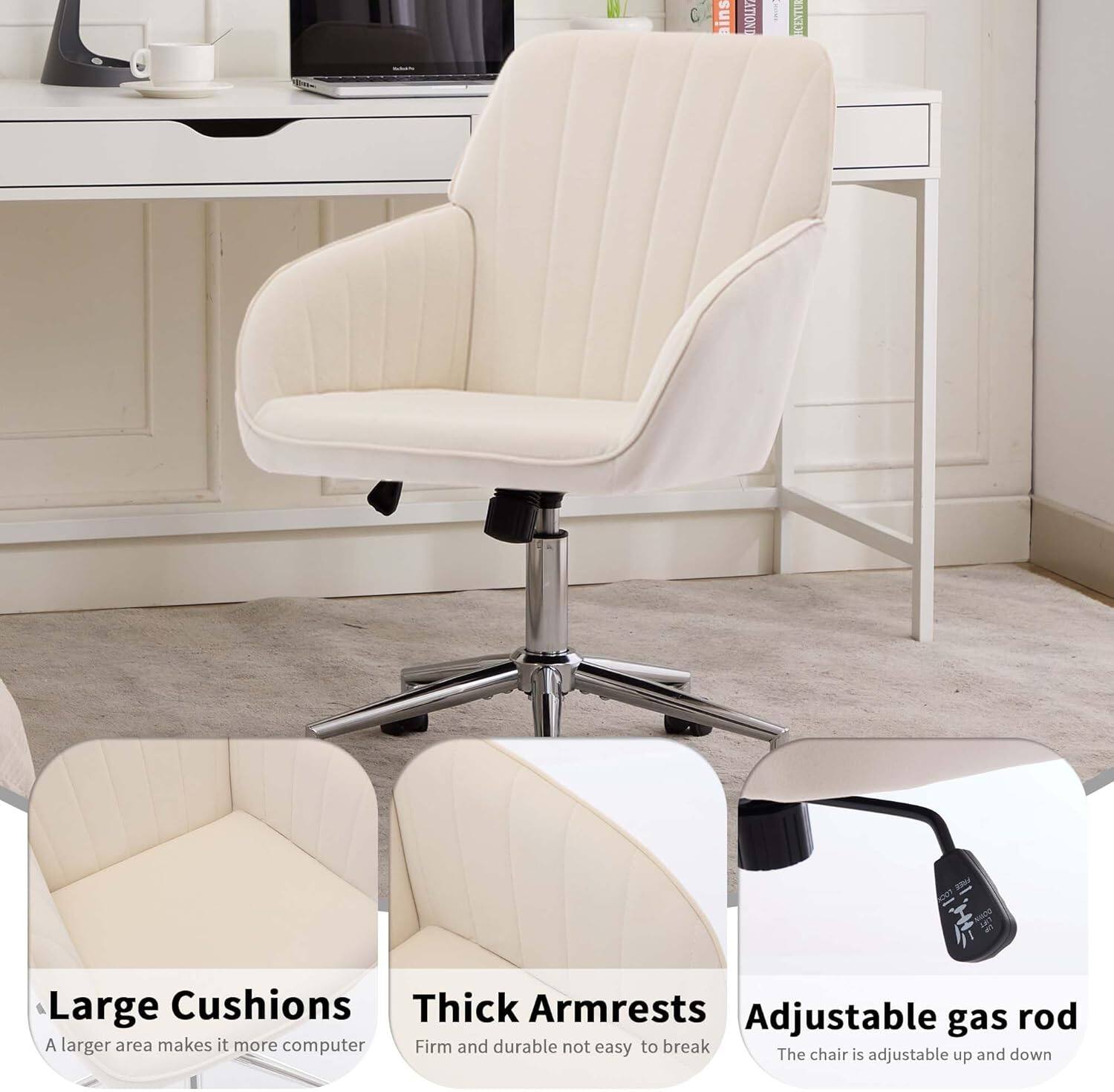 - Large Cushions: A larger area makes it more comfortable.
- Thick Armrests: Firm and durable, not easy to break.
- Adjustable gas rod: The chair is adjustable up and down.