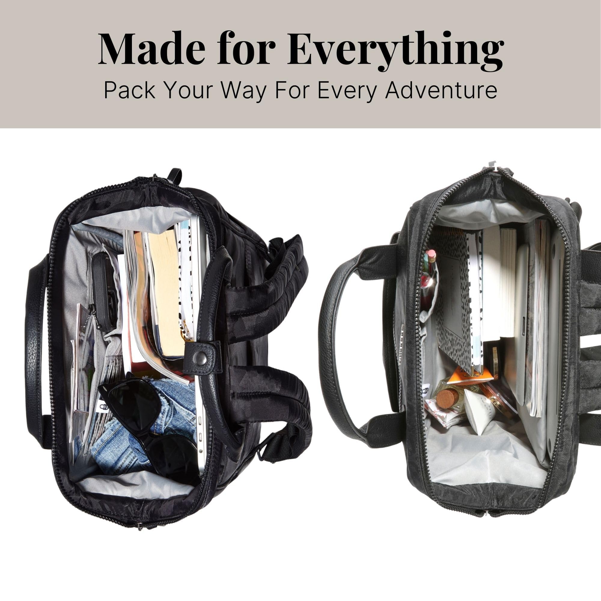 Alt View 5. Pacoar Cade - Soho Backpack - Travel Laptop For Women Lightweight Water-resistant Luggage Bag  Black - Smoke/Faux Python-One Size.