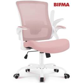Neo Chair - Ergonomic Office Chair, High-Back Mesh Computer Chair with Adjustable Height, Flip-Up Armrests & Lumbar Support - Steel Base-Pink