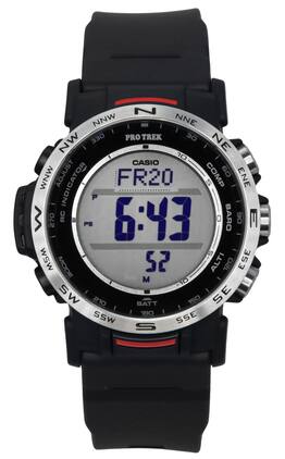 Casio - PRO TREK Climber Line Digital Bio Based Resin Strap Tough Solar PRW-35-1A 100M Men's Watch - Black and Grey