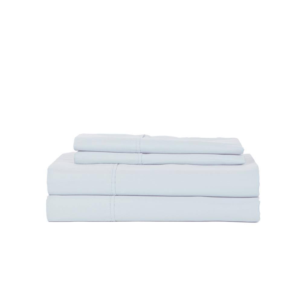 Castle Hill London - 410 Thread Count Cotton Sateen Sheet Set Deep Pocket - Queen - Light blue