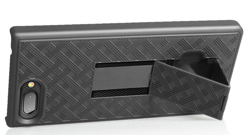 Alt View 3. Nakedcellphone - Combo for BlackBerry Key2 - Case with Stand and Belt Clip Holster - Black.