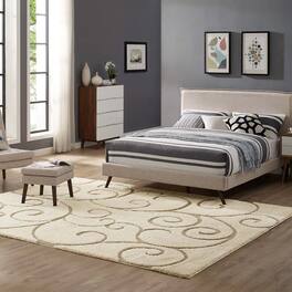 Modway - Jubilant Abound Abstract Swirl Shag Area Rug - Creame and Beige