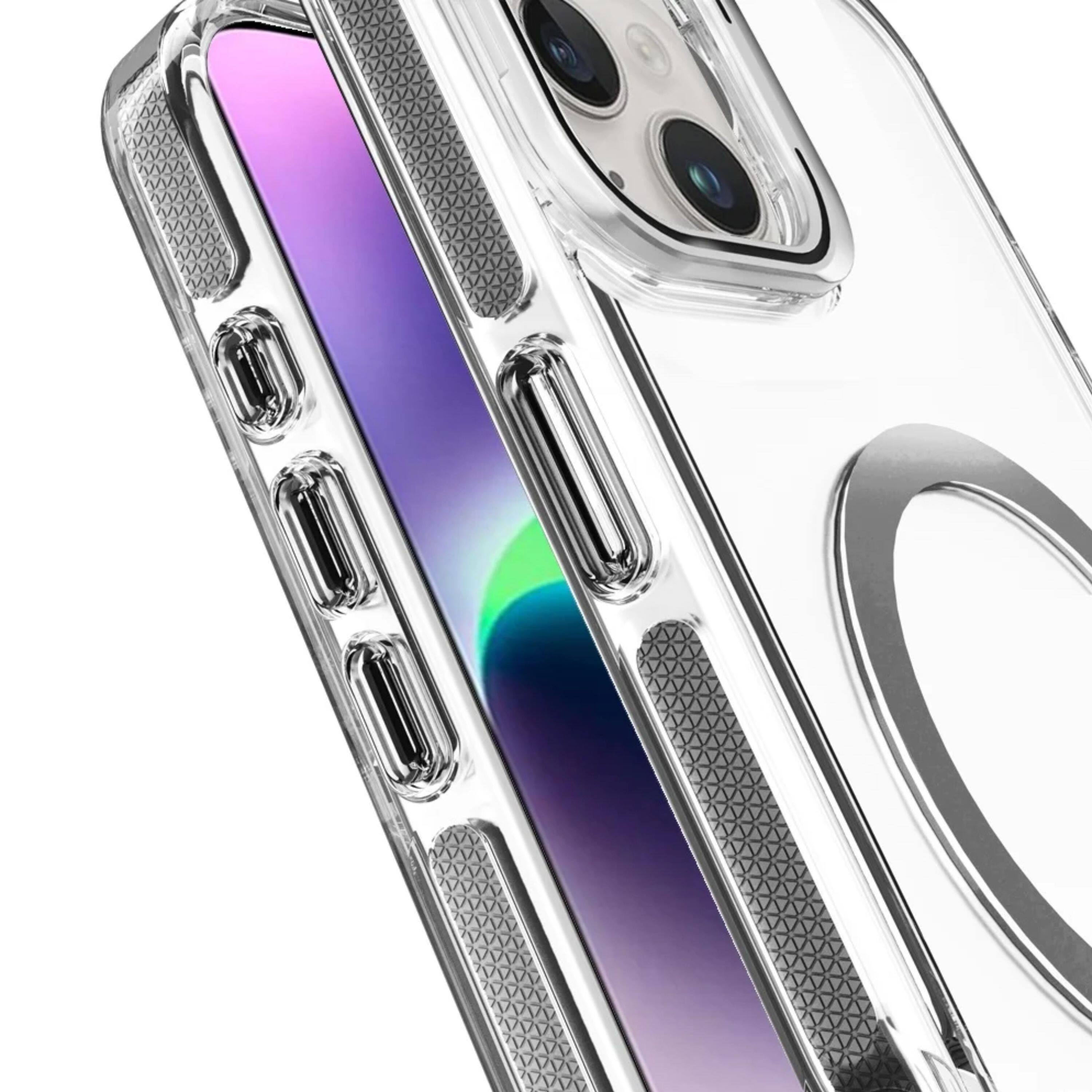 Angle. Kitcheniva - Camera Stand Magnetic Charging Case With Tempered Glass For iPhone 13/14 Black - Black.