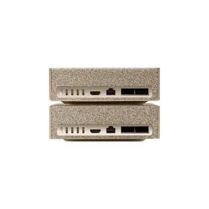 Front. NVIDIA - DGX Spark - NVIDIA GB10 Grace Blackwell Superchip, 128 GB LPDDR5x, ARM Processor, 4TB NVME M.2 SSD Storage 2 Pack Kit - Gold.