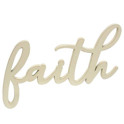 Front. BreeBe - *Hanging Ivory Script Faith Sign - Ivory.
