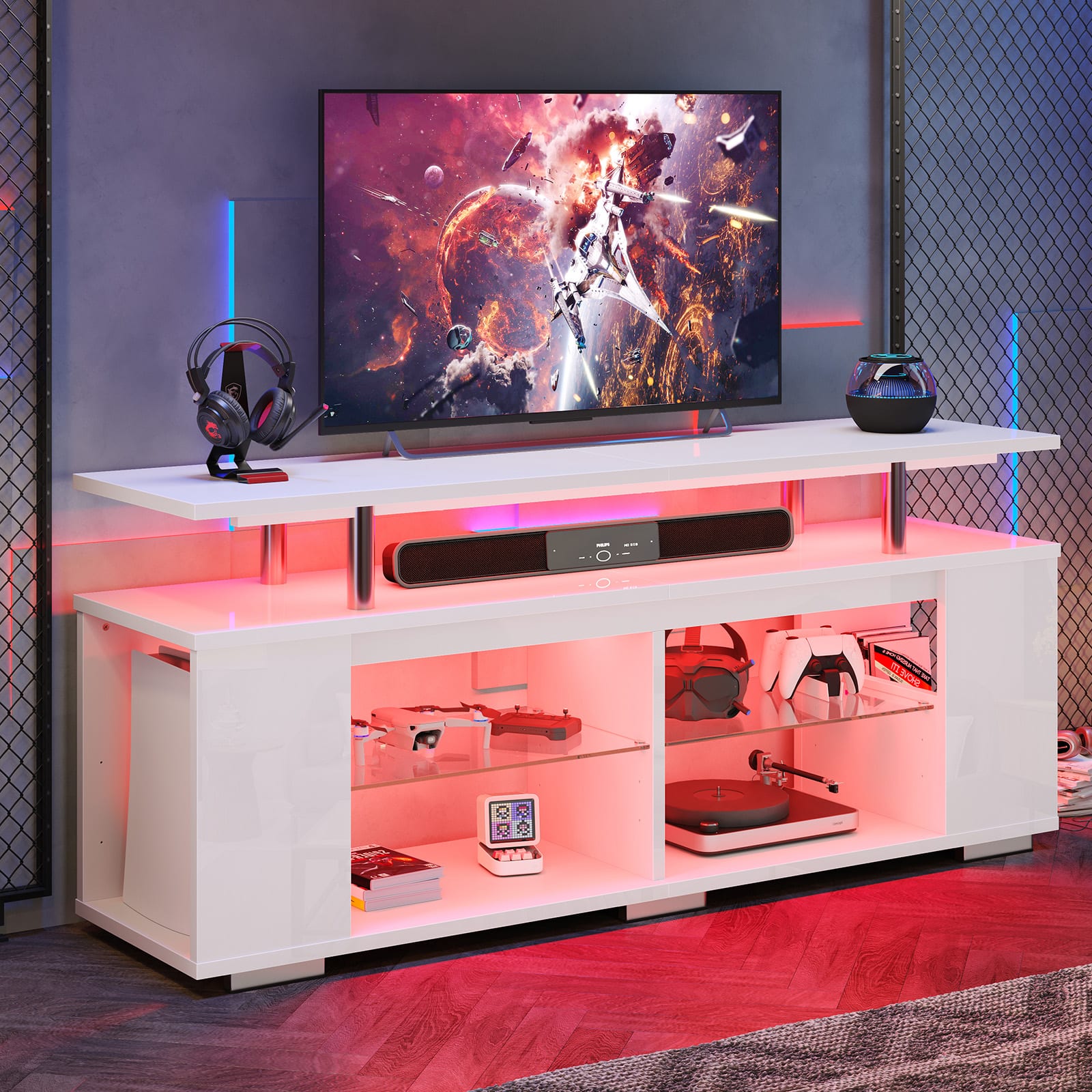 T.V Pinmoco 63 inch Modern TV Stand High Glossy Entertainment