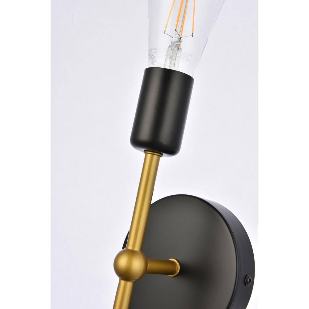 Alt View 2. Living District - Keely 1 light black and brass wall sconce - Black And Brass.