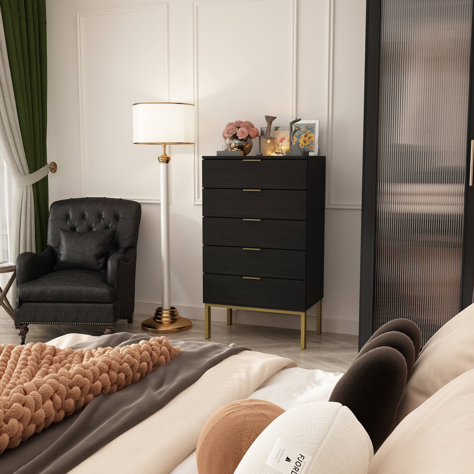 Alt View 7. Famapy - Famapy Vertical Dresser with Metal Legs & Silent Slides - Black.