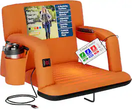 Alpcour - Heated Reclining Stadium Seat for Bleachers with Back Support - Wide - Orange