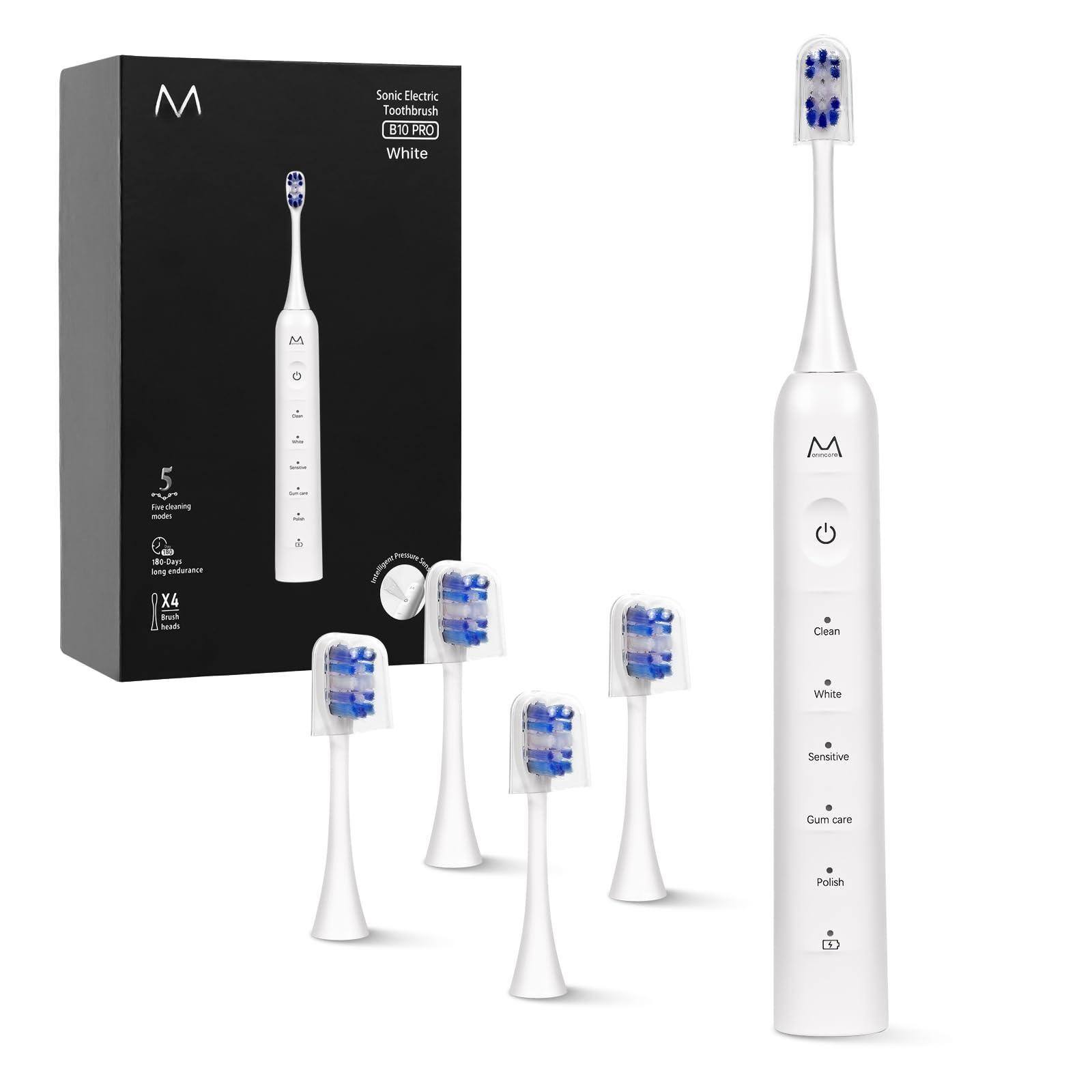 Sonic Electric Toothbrush B10 PRO White

5 cleaning modes:
- Clean
- White
- Sensitive
- Gum care
- Polish

Long endurance
X4 brush heads

Features:
- 5 cleaning modes
- Long endurance
- X4 brush heads