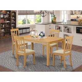 East West Furniture - CAAN5C 5 Pc Dinette Table set - Kitchen dinette Table and 4 Dining Chairs - Oak