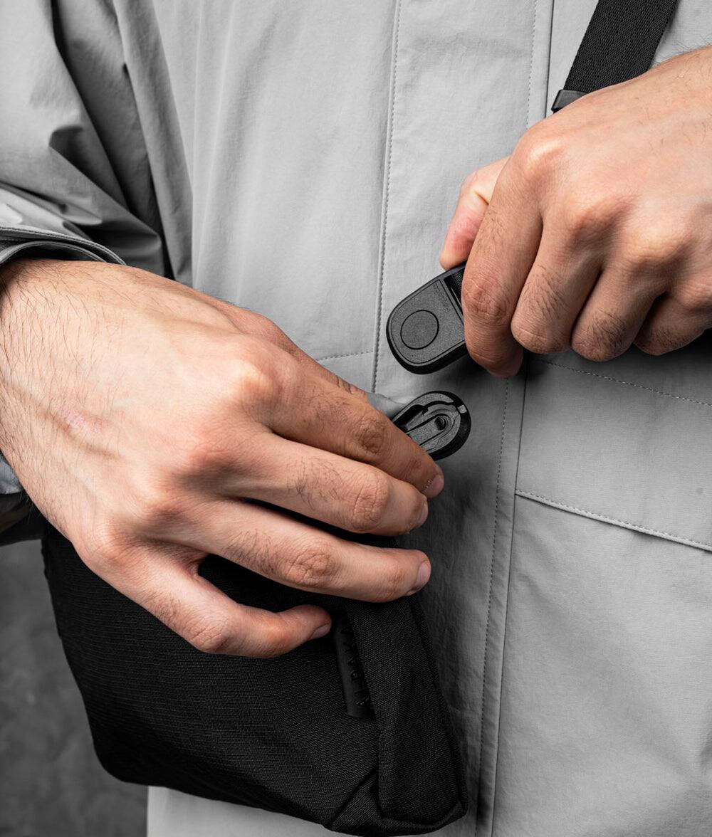 Alt View 2. ALPAKA - ALPAKA Flight Sling 2L Lightweight Packable Travel Sling Bag with Tablet Sleeve and Detachable Strap - Black/Grey Axoflux 400D.