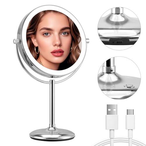Comfort Essence - Mirror Makeup Light Magnifying Magnification Lights Color Base Desk High Quality Modern Design - Chrome-15X