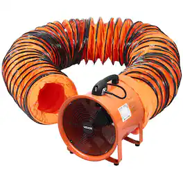VEVOR - 16 inch Portable Ventilator, 2 Speed 5175CFM High-Velocity Industrial Utility Blower Fan with 16.4ft Flexible Duct Hose - Orange