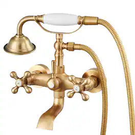 VEVOR - Clawfoot Tub Faucet, Wall Mount Bathtub Faucets with Handheld Shower, Clawfoot Tub Filler Faucet Shower Kit - Brushed Gold