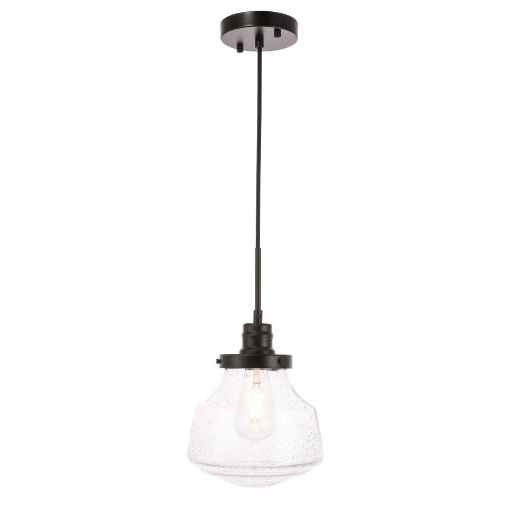 Alt View 7. Living District - Lyle 1 light Black and Clear seeded glass pendant - Black And Clear Seeded Glass.