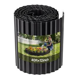 VEVOR - Galvanized Steel Landscape Edging, 40 ft x 12 in Metal Edging for Landscaping with Gloves, Easy-to-Install Bendable - Black