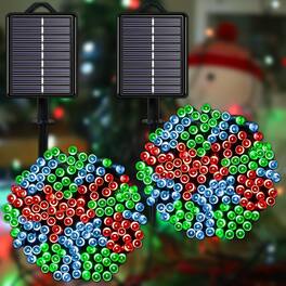MOSZAR LLC - Fairy Lights, Solar Christmas String Lights, Outdoor Waterproof - Red White Green