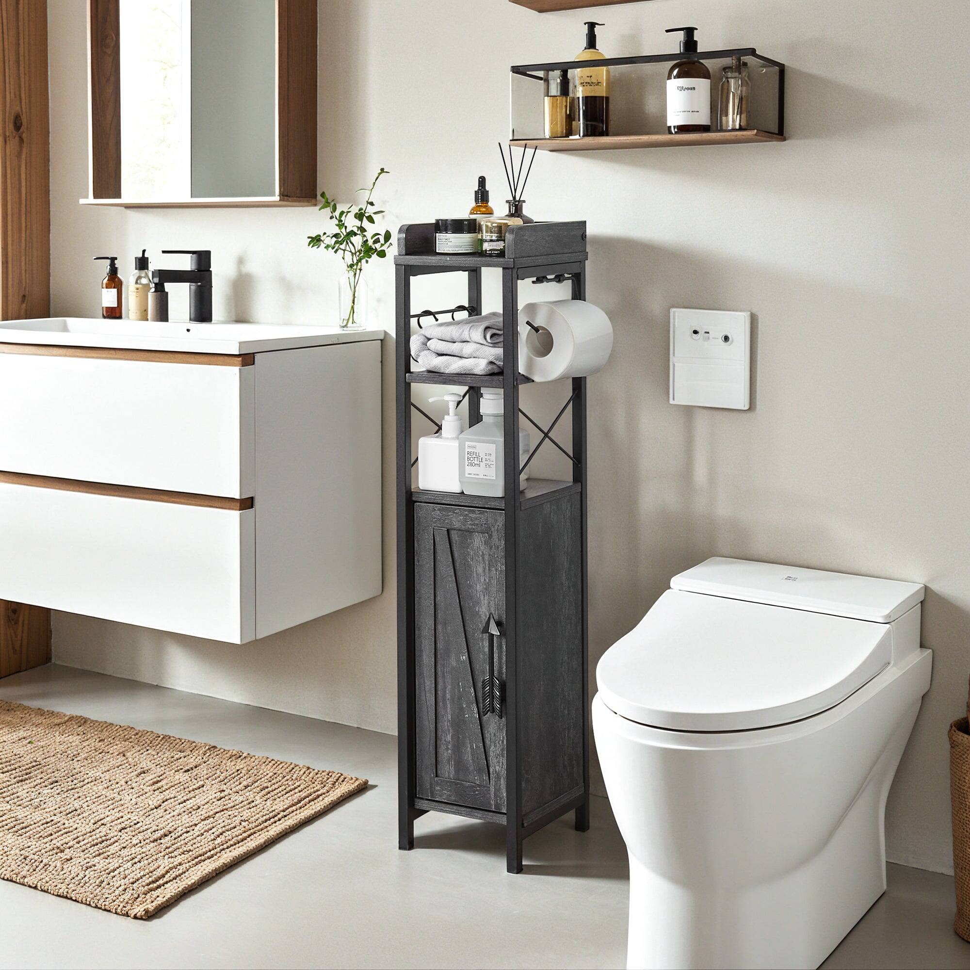 Vecelo 4 in 1 Bathroom Storage Cabinet with Toilet Paper Holder Slim ...