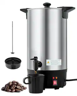 Glintex - Commercial Coffee Urn 60 Cup Large Hot Beverage Dispenser Quick Brew Stainless Steel Coffee Maker for Business Party - Silver