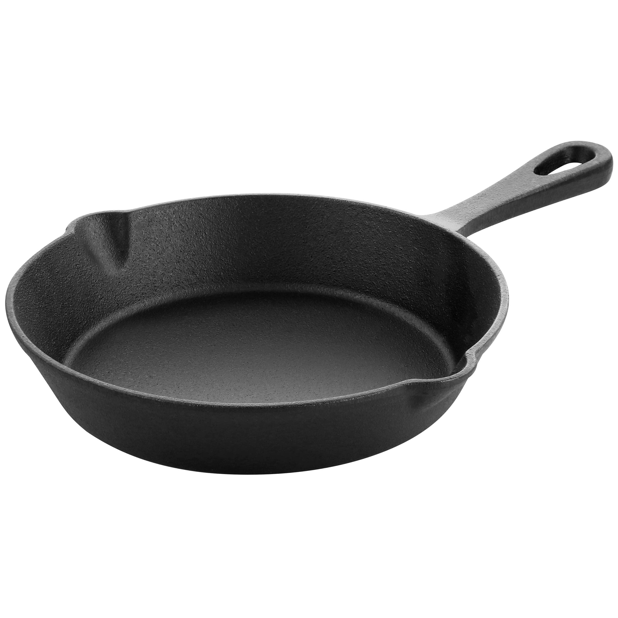 Mega Chef - MegaChef 8 Inch Round Preseasoned Cast Iron Frying Pan - Black