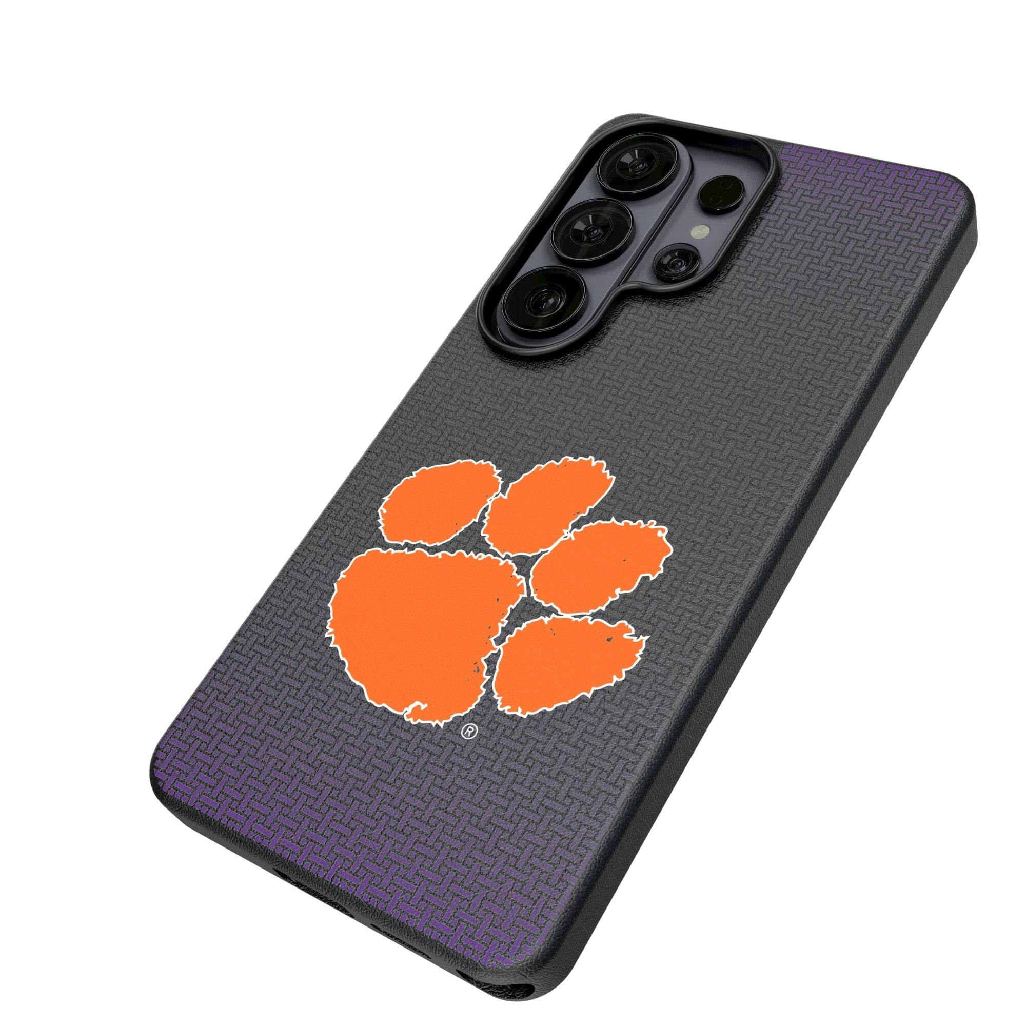 Alt View 1. Keyscaper - Clemson Tigers Linen Galaxy Magnetic Bump Case - S24 - Black.