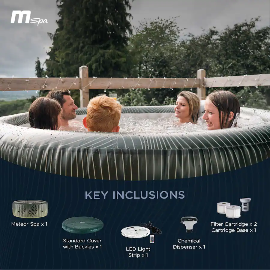 Ms Spa MSpa Round Inflatable Bubble Spa, 4 to 6 Person Hot Tub with LED Lights ...