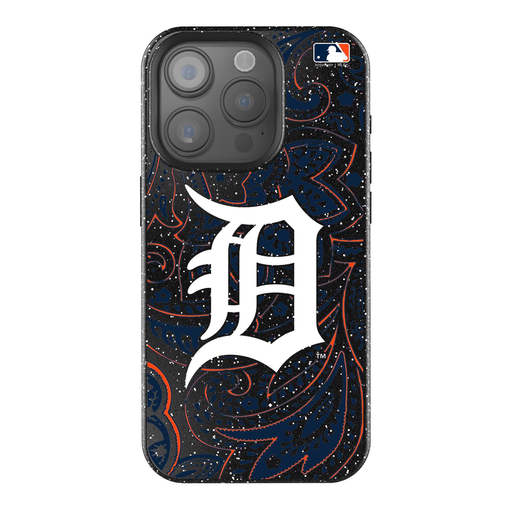 Front. Keyscaper - Detroit Tigers Paisley Bling iPhone Case - 15 - Black.