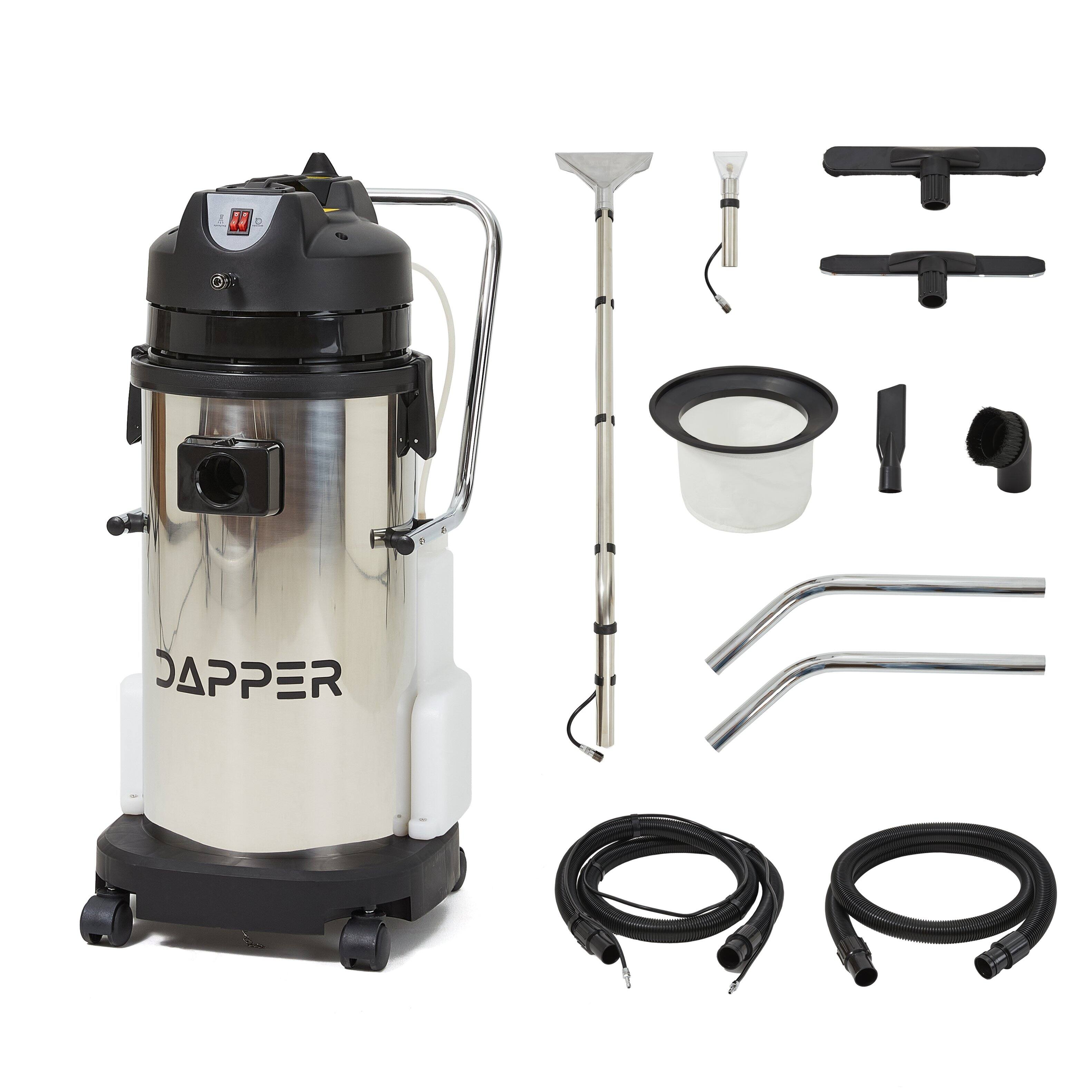 Dapper Supply - Commercial 4-in-1 Wet/Dry Vacuum Carpet Extractor, 100 PSI, 2.6 Gal. Solution, 10.5 Gal. Recovery, 2-Year Warranty - Gray