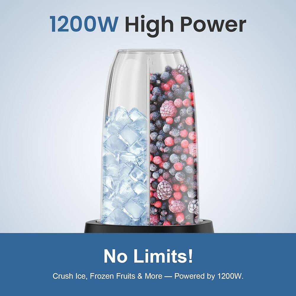 1200W High Power

No Limits!
Crush Ice, Frozen Fruits & More — Powered by 1200W.