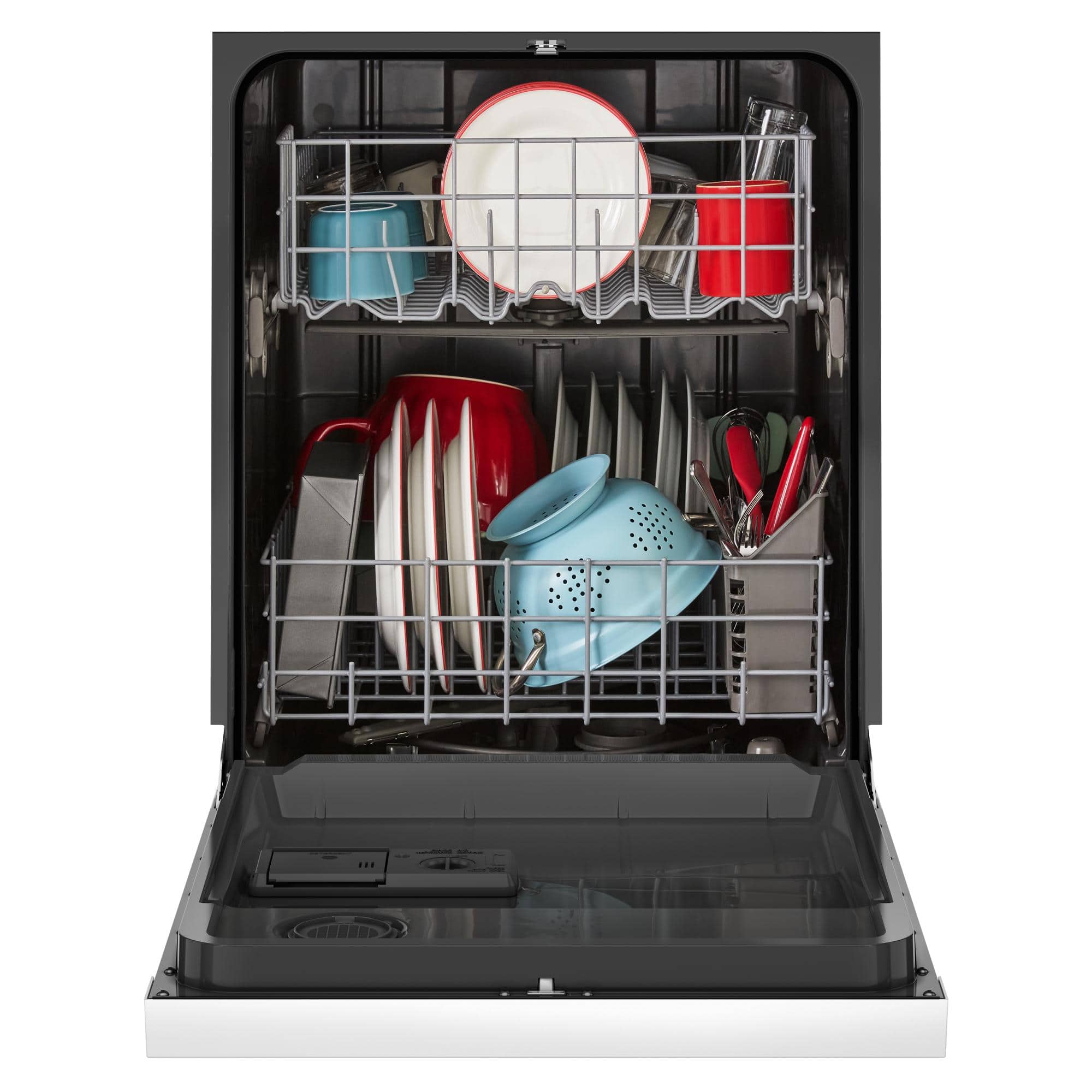 Left. Amana - 24" Built-In White Tub Dishwasher with Dark Interior, Large Capacity, 59 dBA - White.