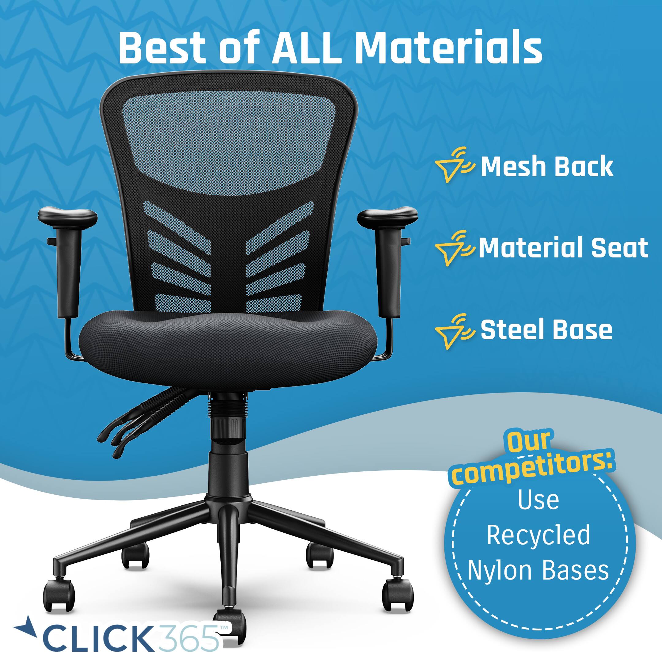 Alt View 13. Click365 - Ergonomic Office Chair with Lumbar Support & Flip-Up Arms Breathable Mesh Home Desk Chair with Adjustable Height & Back - Black.