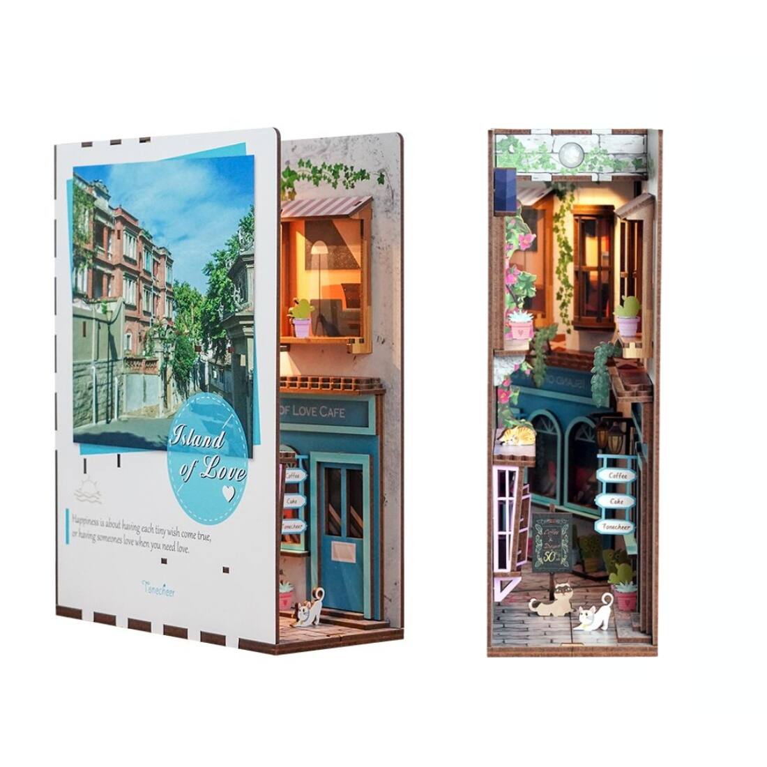 Left. 3D Puzzle - DIY 3D Book Nook Kit Island of Love Cafe 83pcs.