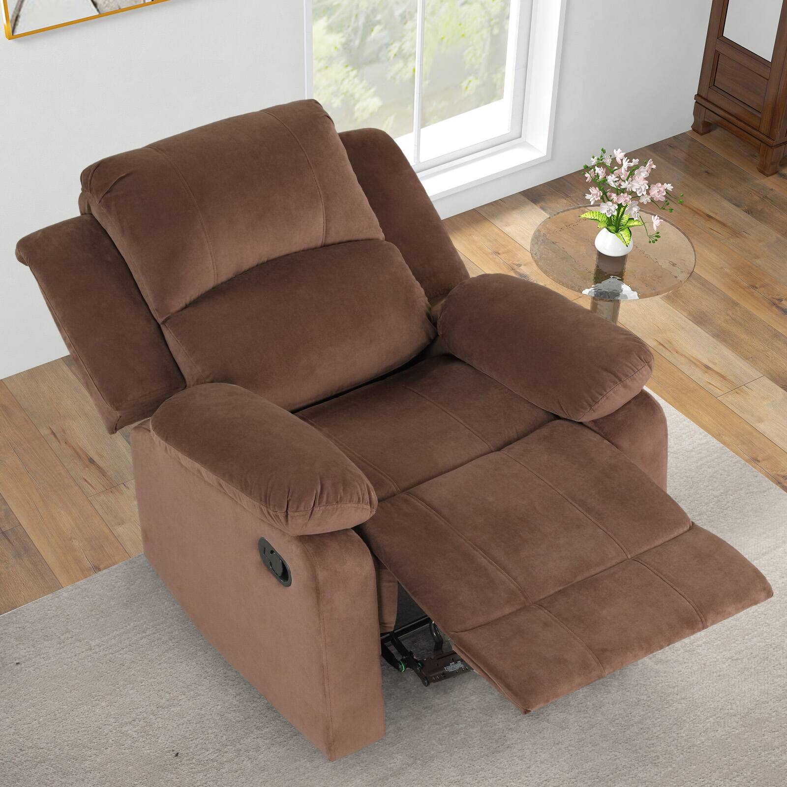 Alt View 2. Bestier - 36" Standard Manual Recliner Chair Upholstered Armchair with Adjustable Backrest & Footrest for Nursery, Living Room - Brown.