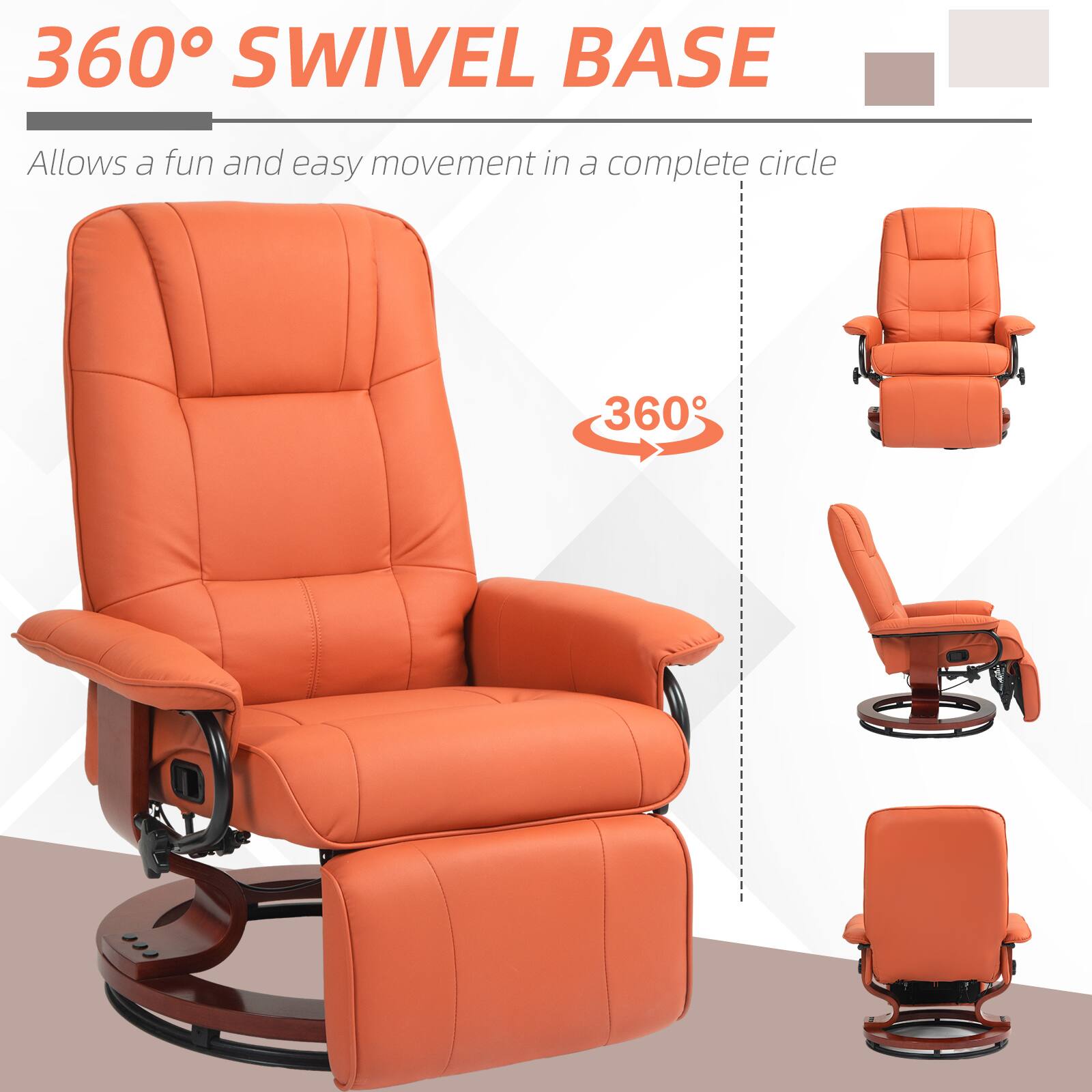 360° SWIVEL BASE  
Allows a fun and easy movement in a complete circle